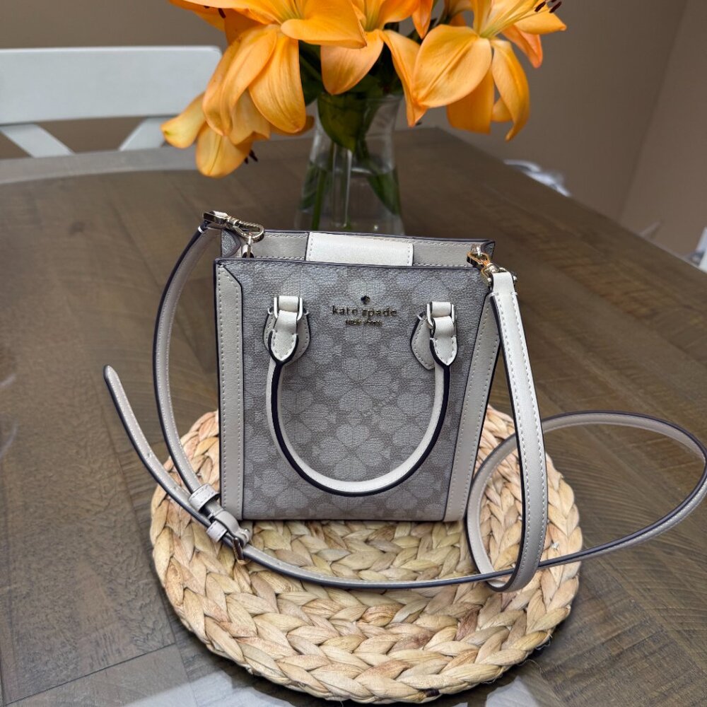 NWOT Kate Spade Flower Star TossTote purse cream floral mini crossbody - Picture 3 of 7